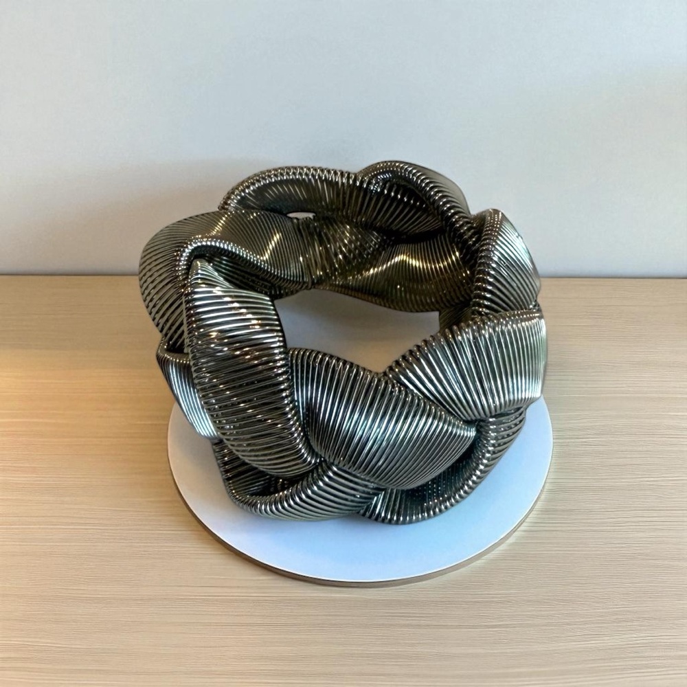 Chunky Braided Silver Coil Cuff Bracelet — Sculptural Statement Jewelry
